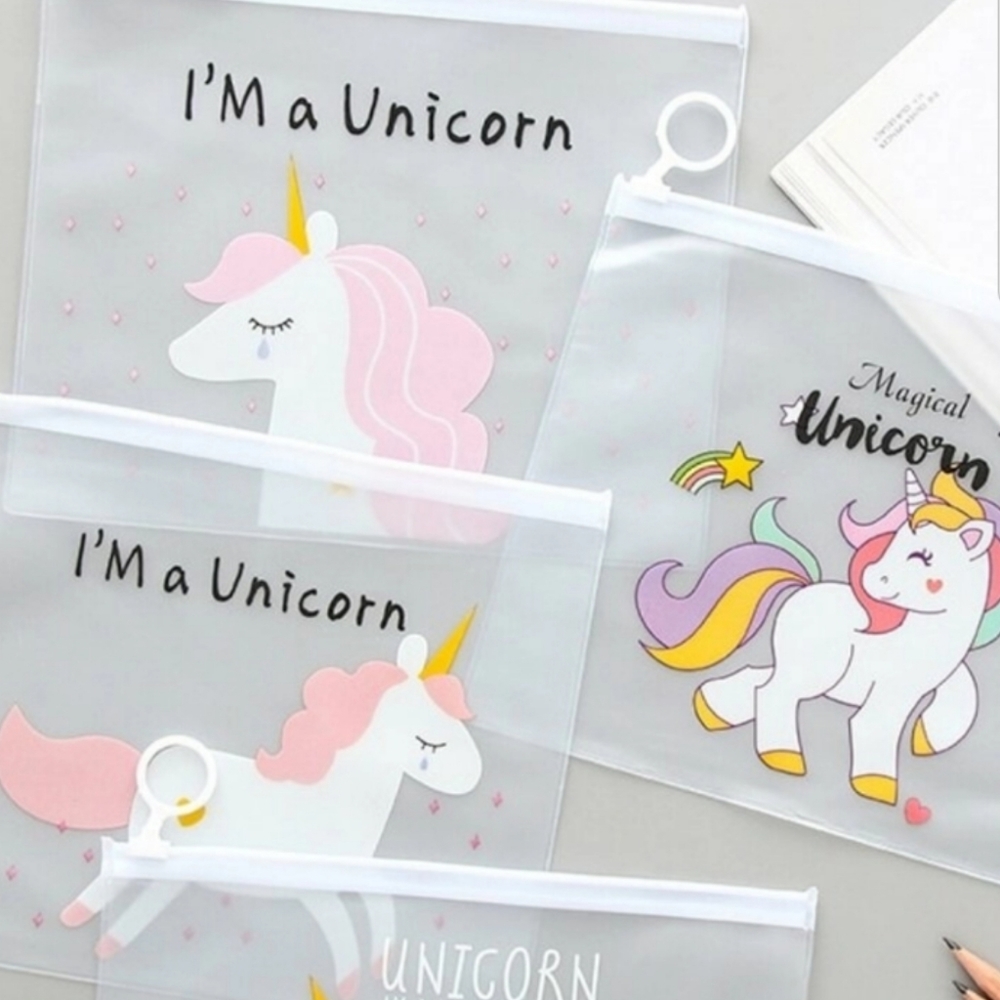 4 PC Unicorn Cosmetic/Pencil/Travel Storage Bag